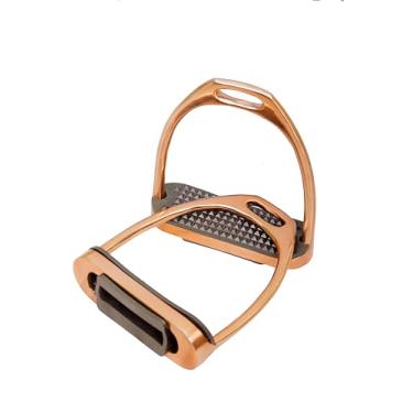 Imagem de Lenza Brilhante Rose Gold FILLIS estribos equitação S/aço com piso preto 12 cm presentes personalizados para ele ela