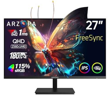 Imagem de ARZOPA Monitor de jogos de 27 polegadas 180 Hz 2K QHD 2560 x 1440, resposta rápida de 1 m, ecrã de PC para computador IPS 115% sRGB, compatível com G-Sync, FreeSync, Eye Care, VESA (DP1,44 cm) , HDMI