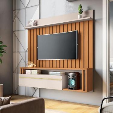 Imagem de Painel Suspenso Decorativo Stesso Ripado pata TV até 55" Cinamomo/Off 
