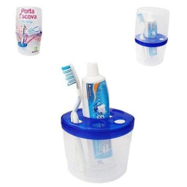 Imagem de Porta Escova Dental De Pia De Plastico Com Tampa 20X11,5Cm - Brasami