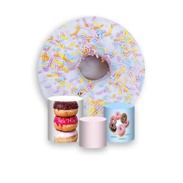 Imagem de Painel De Festa Redondo 1,50x1,50 + Trio De Capas Cilindro - Donut Doc