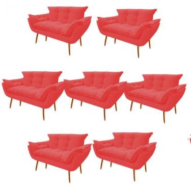 Imagem de Kit 07 Namoradeira  Decorativa  Opala Pés Palito em Madeira 2 Lugares 