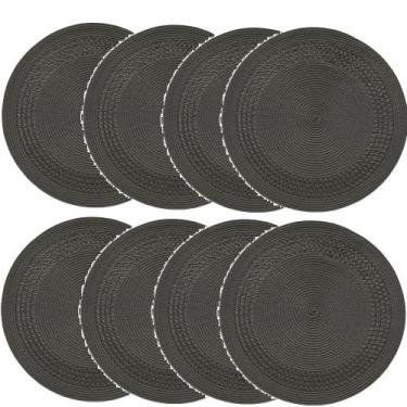 Imagem de Jogo Americano Redondo entrelacado 8 unidades -  Carvao - Copa & Cia