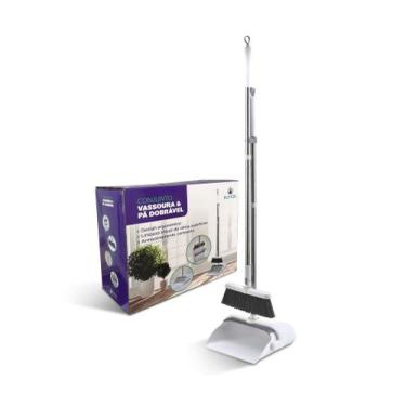 Imagem de Conjunto Vassoura e Pá Dobrável com Cabo em Aço Inox Resistente - Flyt