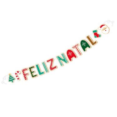 Imagem de Faixa Decorativa Natalina Feliz Natal Bandeirinha - PIFFER