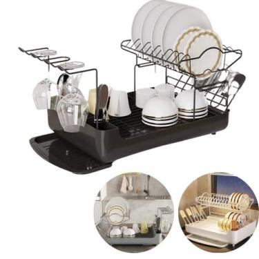 Imagem de Escorredor de Louça 2 Andares Inox Cozinha Pratos e Talheres Metal E P