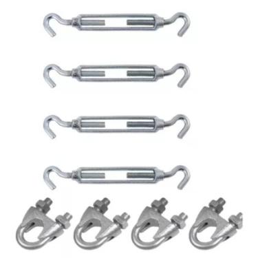 Imagem de Kit 4 Esticador Cabo Aço 3/16 + 4 Clip 3/16 Total -8pçs - Nord