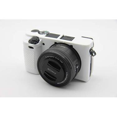 Imagem de Capa A6400, BolinUS Fullbody Ultrafina, leve, de borracha, macia, de silicone, capa para Sony Alpha A6300 A6400, Branco