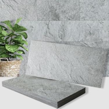 Imagem de AULIGET 2 peças de azulejos de parede Backsplash de ardósia leve, 15,24 cm x 30,5 cm de pedra sintética de PVC para cozinha, banheiro, lavanderia, campista, lareira