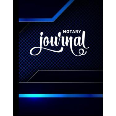 Imagem de Notary Journal: 8.5x11 Large Notarial Logbook/With 200 Numbered Pages - Two Record Logs Per Page / 400 Records/Ledger Book Gift For Signing Agents/Navy Blue Black Metallic Line Art