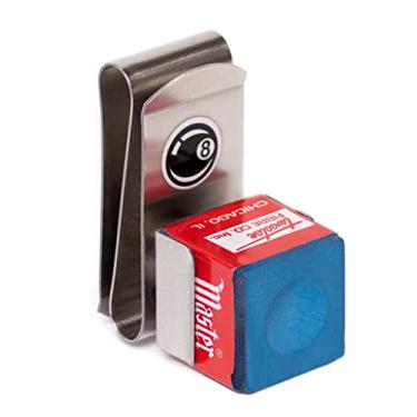 Imagem de OKKO Suporte magnético de metal para taco de bilhar + 1 peça de giz mestre