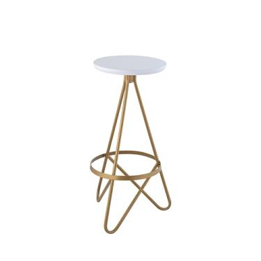 Imagem de JONATHAN Y BSL1000D Spiroa Banco de bar circular de metal industrial moderno de 76 cm para casa, cozinha, sala de jantar, espaços de trabalho, cafés e restaurantes, assento branco com moldura dourada