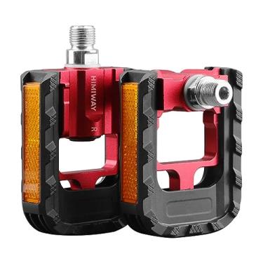 Imagem de Himiway Pedais de bicicleta dobráveis com tiras refletivas, pedais dobráveis de liga de alumínio, pedais de ciclismo de plataforma larga antiderrapantes de 9/16 polegadas para bicicleta dobrável, bicicleta BMX, bicicleta MTB, bicicleta de estrada
