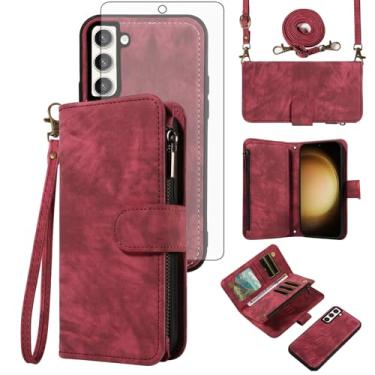 Imagem de Asuwish Capa de celular para Samsung Galaxy S23 Plus S23+ 5G com zíper carteira celular com alça protetora de tela de vidro temperado flip suporte para cartão de crédito S23plus 23S + S 23 23+