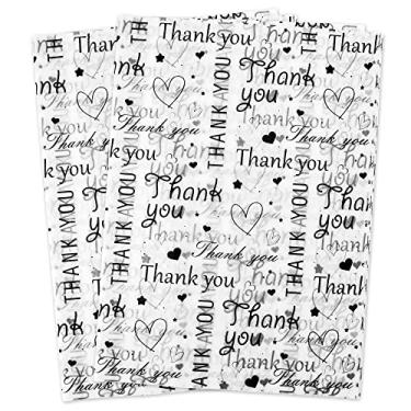 Imagem de Hi Sasara 100 Folhas de Papel de Seda de Agradecimento A Granel, Papel de Seda de Agradecimento para Pequenas Empresas, Papel de Seda de Embalagem para Sacolas de Presentes, Papel de Seda de Embalagem