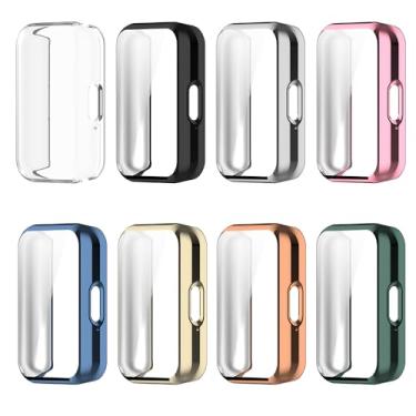 Imagem de WIIKAI Pacote com 8 capas de relógio de 8 cores compatíveis com Samsung Galaxy Fit3 TPU protetor de tela protetora de cobertura amortecedor.