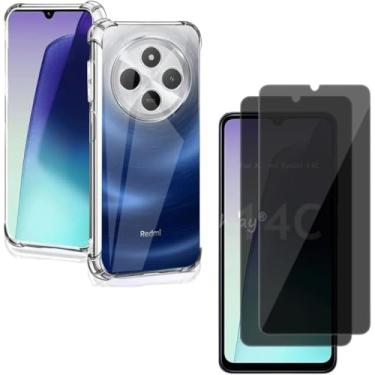 Imagem de Capa Capinha Anti Impacto + Película de Vidro Temperado Privacidade Compatível Com Redmi 14c / Poco C75 Tela de 6.88 Polegadas - (Hard Glass Store)