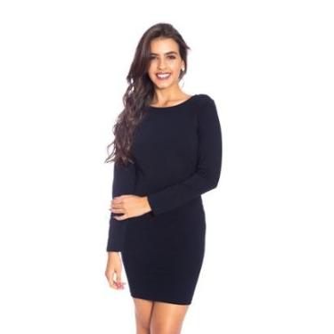 Imagem de Vestido Moda Vício Justo Manga Longa Gola Careca Feminino-Feminino