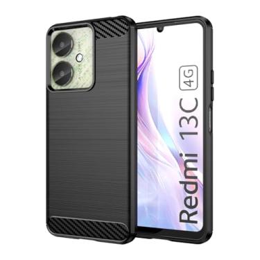 Imagem de GTBDEKI Capa para Redmi 13C 4G, capa para Redmi 13C 5G/Poco C65/Poco M6 5G/Redmi 13R 5G, capa traseira de silicone fino à prova de choque de fibra de carbono resistente TPU macio para Xiaomi Redmi 13C
