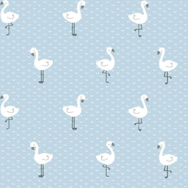 Imagem de Papel De Parede Fofura Baby Flamingos Fundo Azul Ff4020