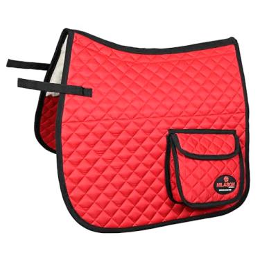 Imagem de HILASON Western Horse Almofadas de sela acolchoadas de luxo com bolsos vermelho real | Almofada de sela para cavaleiros | Almofadas de sela | Almofada de sela ocidental | Almofadas de sela de cavalos