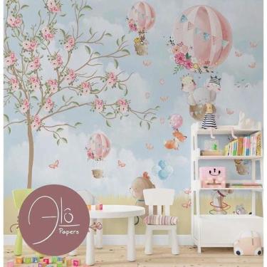 Imagem de Papel de Parede Infantil Animais Fofos AL 80 - AloPapers, 2,00m de lar