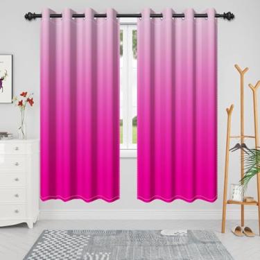 Imagem de Renaiss Cortinas blackout ombré, gradiente, fúcsia, isolamento térmico, escurecimento, cortinas de janela, rosa, bloqueio de luz, redução de ruído, ilhós, tratamentos de janela, quarto, sala de estar,
