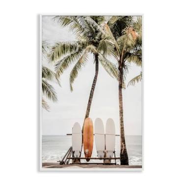 Imagem de Stupell Industries Hawaii Surfboards View White Framed Giclee Wall Art Design por Sisi and Seb, 12 x 18