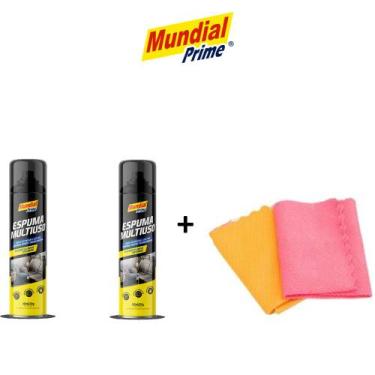 Imagem de Kit 2 Espuma Multiuso Limpa Estofado e 2 Panos Microfibras de Uso Gera