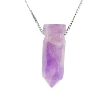 Imagem de Colar Pedra AMETISTA - Pedra Natural com corrente em PRATA 925