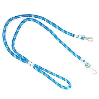 Imagem de Guia Roliça com Presilha Dupla Para 2 Cães 12mm x 1mt - EF Pet, Azul