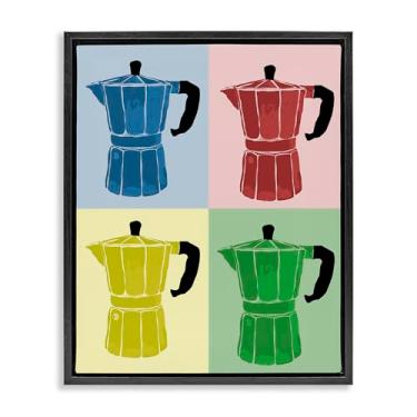 Imagem de Stupell Industries Tela emoldurada Coffee Espresso Pop Style Black Floater Design de arte de parede por Daniela Santiago, 25 x 31