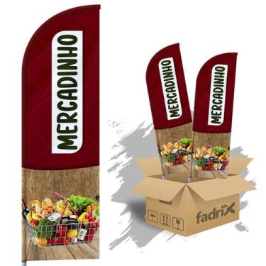 Imagem de Wind Banner Dupla Face 3mt Completo Mercadinho Kit C/ 2unds - Fadrix