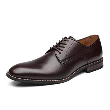 Imagem de La Milano sapato social masculino com cadarço de couro Oxford clássico moderno formal negócios confortável para homens, Cabey-5-darkbrown, 10.5