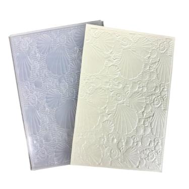 Imagem de DIYology Pastas em relevo 3D Sea Shells para fazer cartões, modelo de pasta em relevo de textura de areia 3D para artesanato em papel DIY, scrapbook, decoração de argila de polímero