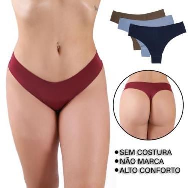 Imagem de Kit 3 Calcinha Fio Sem Costura Corte Laser Lingerie Invisível - Golden