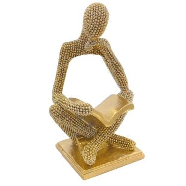 Imagem de Leitor Estatueta Decorativa Leitura Abstrata Homem que Lê Decoração Or