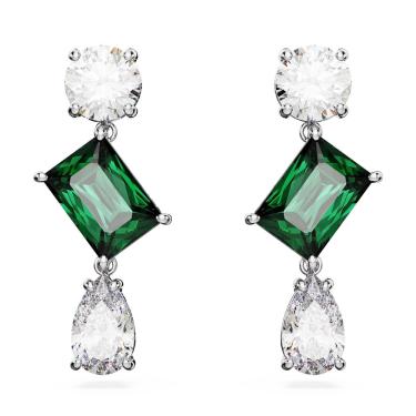 Imagem de Brincos Swarovski Mesmera Drop Verdes/Clear Stones Ródio