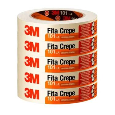 Imagem de Kit 5 fita crepe 18mm x 50 metros 3m 101la pintura marcação reforma ar