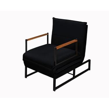 Imagem de Poltrona Moderna Versati Estofada Descanso do Papai Conforto Premium Reclinável Puff Vira Cama Solteiro Luxo Puff Retrátil Macia Extensão Sala E Quarto Pés Em Aço Escritorio (Preto)