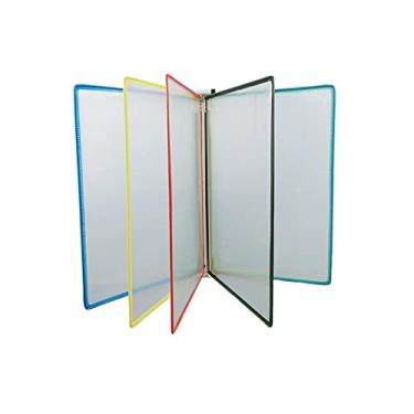 Imagem de Porta-documentos A4 montado na parede retrato, 5 folhas (10 p) textura de couro passagem de página transparente (cor: Multicor, tamanho: 33 x 23 x 5,8 cm)