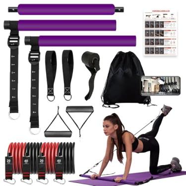 Imagem de OSCILLATING SLIM Kit De Barra Pilates Definitivo. Fitness Com Várias Faixas Resistência E Rolos Abdominais. Equipamento Para Treinamento Força Do Core. Máquina Agachamento Homens Mulheres. Academia