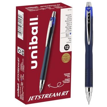 Imagem de Uni-ball Caneta Jetstream RT Roller Ball retrátil impermeável, tinta azul, fina, dúzia (62153)