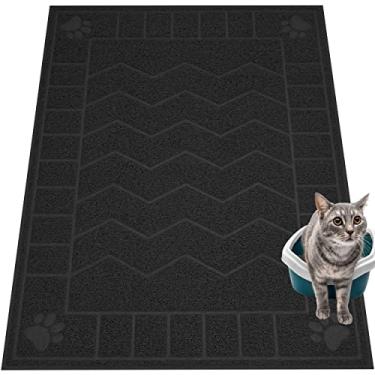 Imagem de Motsamla Tapete de areia para gatos, tapete de armadilha de areia macio em patas de gatinho, 120 x 89 cm, tapete de caixa de areia de gatinho para pisos mais limpos, impermeável, fácil de limpar,