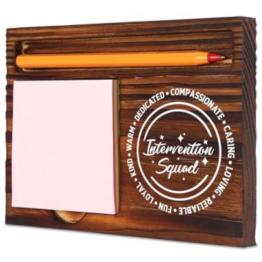 Imagem de TRCENDE Presente de esquadrão de intervenção para intervencionistas comportamentais e equipes escolares, suporte de bloco de notas de madeira com compartimento para caneta, organizador de mesa de