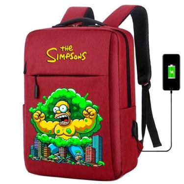 Imagem de Mochila Monstro Amarelo Simp Cabo Usb Espaço Para Notebook Dia a Dia E