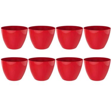 Imagem de Kit 8 Tigelas Redonda Grande 6,2L Vermelha Crippa Travessa Servir Salada Frutas Pratos...