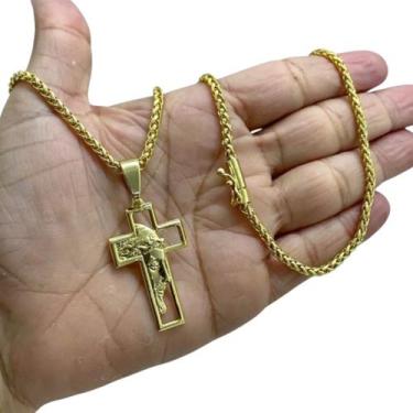 Imagem de Cordão 5mm Peruano + Pingente São Jorge - Banhado a ouro - ToJoia18k