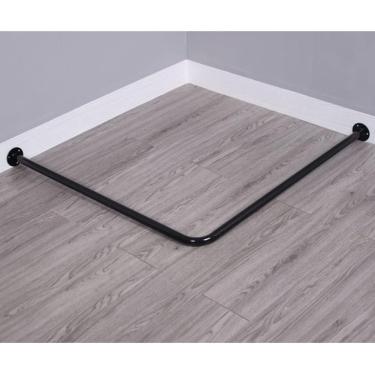 Imagem de Haste De Cortina De Vestir De Varejo - Haste De Metal Para Montagem Na Parede - Prateleira De Canto Em Forma De L - Haste De Cortina De Chuveiro, Black, 70x90cm