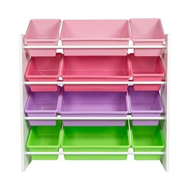 Imagem de HoneyCanDo Organizador de brinquedos infantil com caixas, pastel